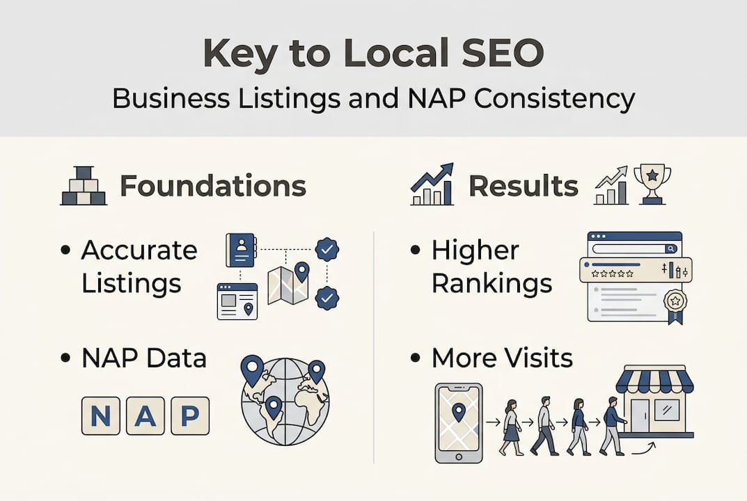 Infographic illustrating business listing essentials
