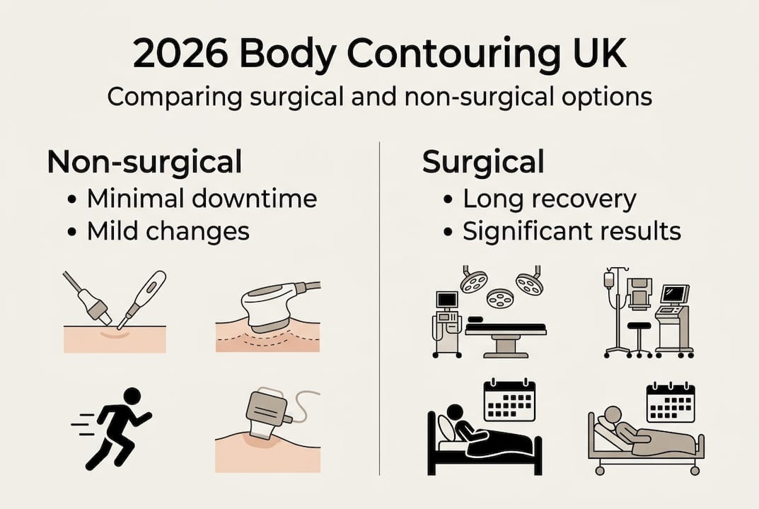 Infographic comparing body contouring options UK