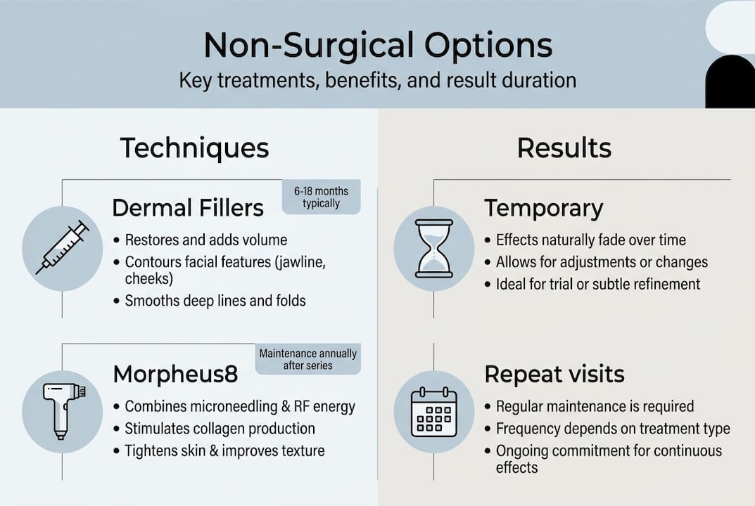 Infographic showing top non-surgical facial treatments