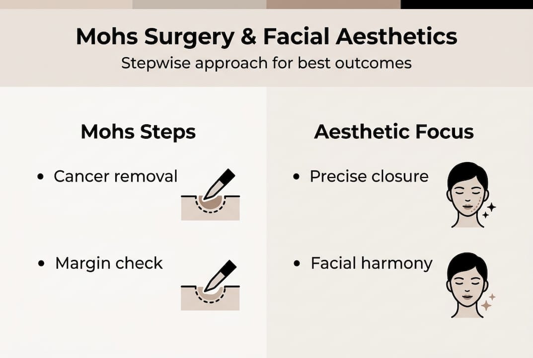 Infographic highlighting Mohs surgery and facial steps