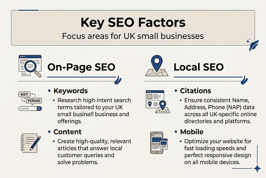 Infographic of top UK SEO focus areas
