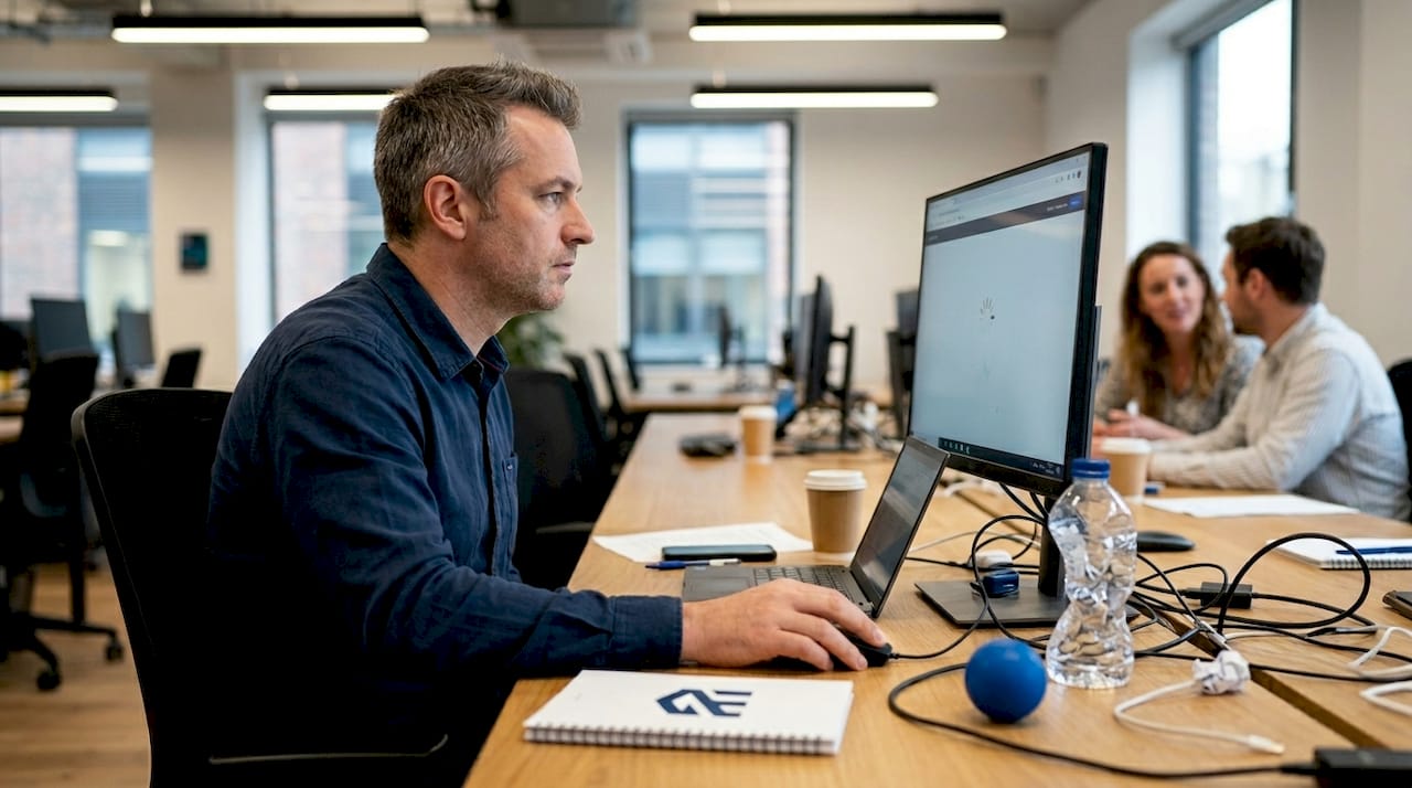 Web designer checking site loading speed