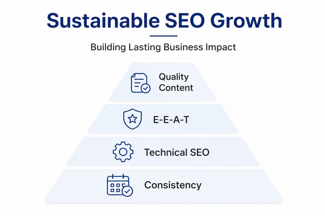 Hierarchy infographic on sustainable SEO growth