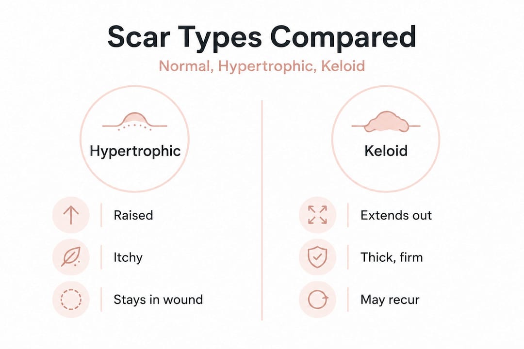 Infographic comparing scar types after surgery