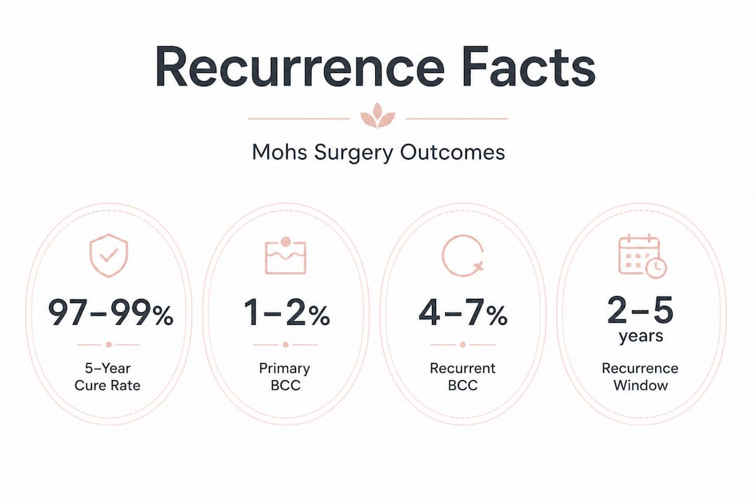 Infographic of cure rates and recurrence stats for Mohs surgery
