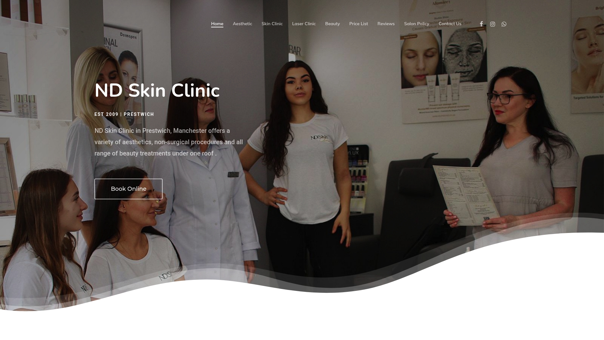 ND Skin Clinic team in Prestwich, Manchester, showcasing a variety of non-surgical aesthetic treatments and personalized care options.