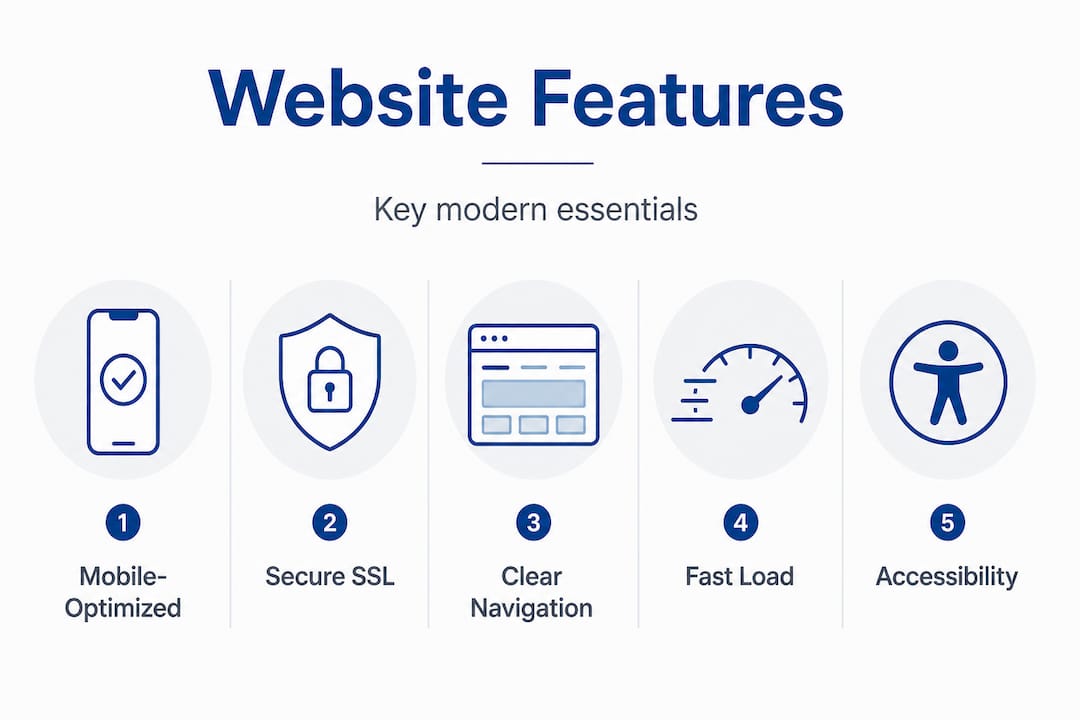 Infographic listing business website essentials