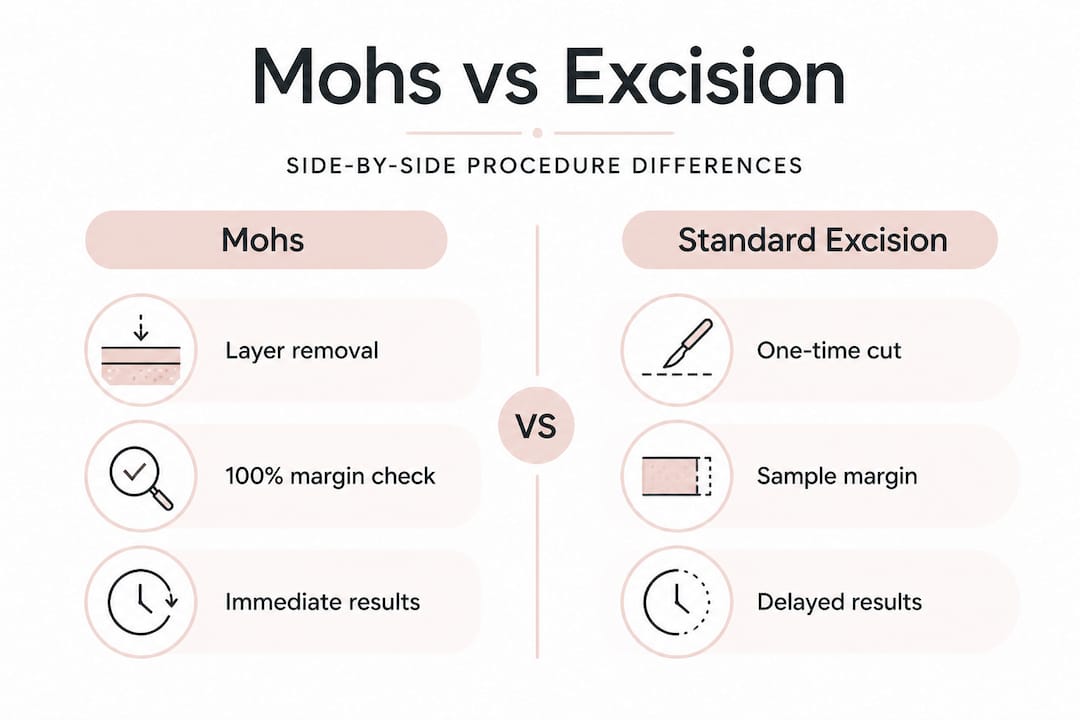 Infographic compares Mohs and standard excision procedures