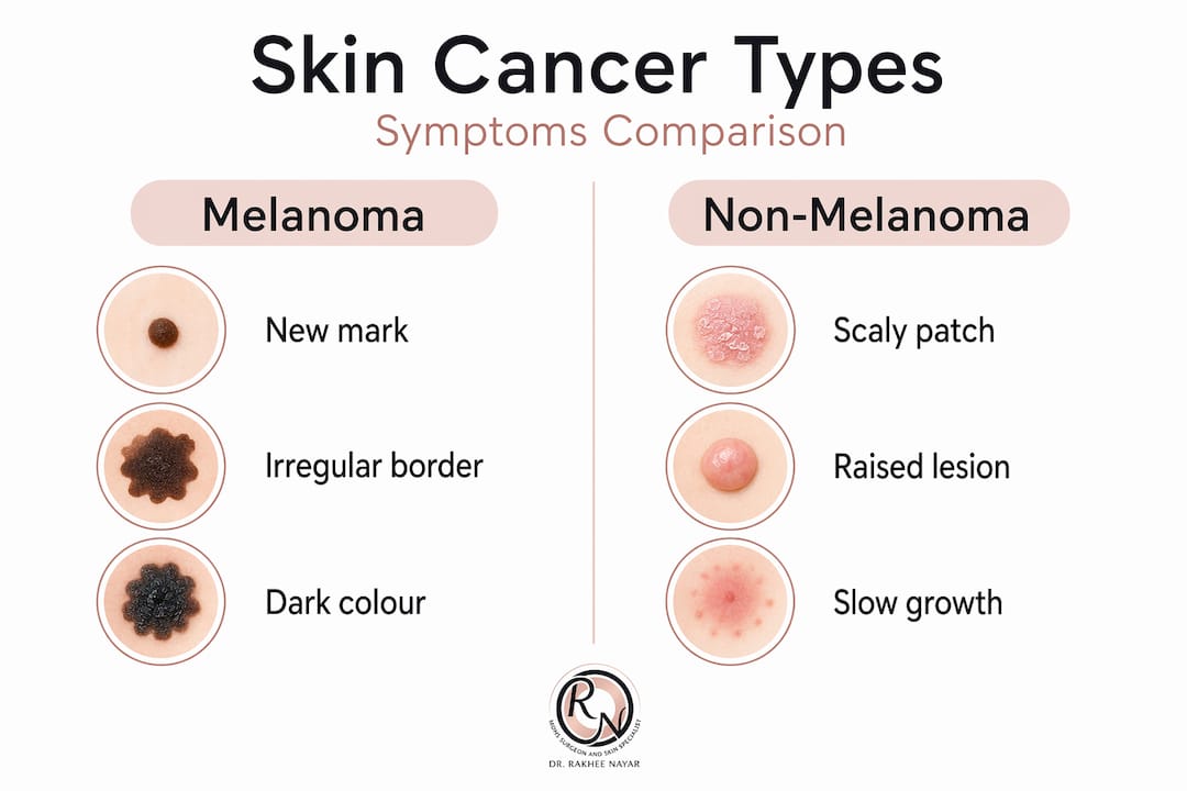 Infographic comparing melanoma and non-melanoma symptoms
