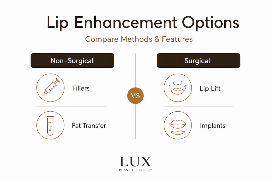 Infographic comparing lip enhancement options