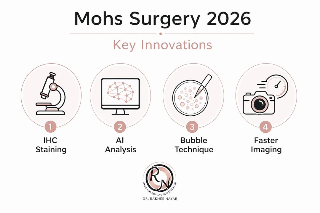 Infographic showing four innovations in Mohs surgery for 2026