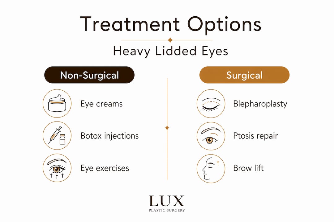 Infographic comparing surgical and nonsurgical eyelid treatments