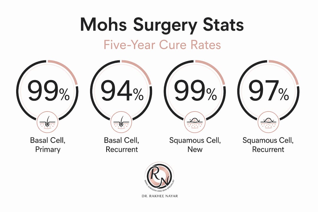 Infographic showing Mohs surgery cure rate statistics