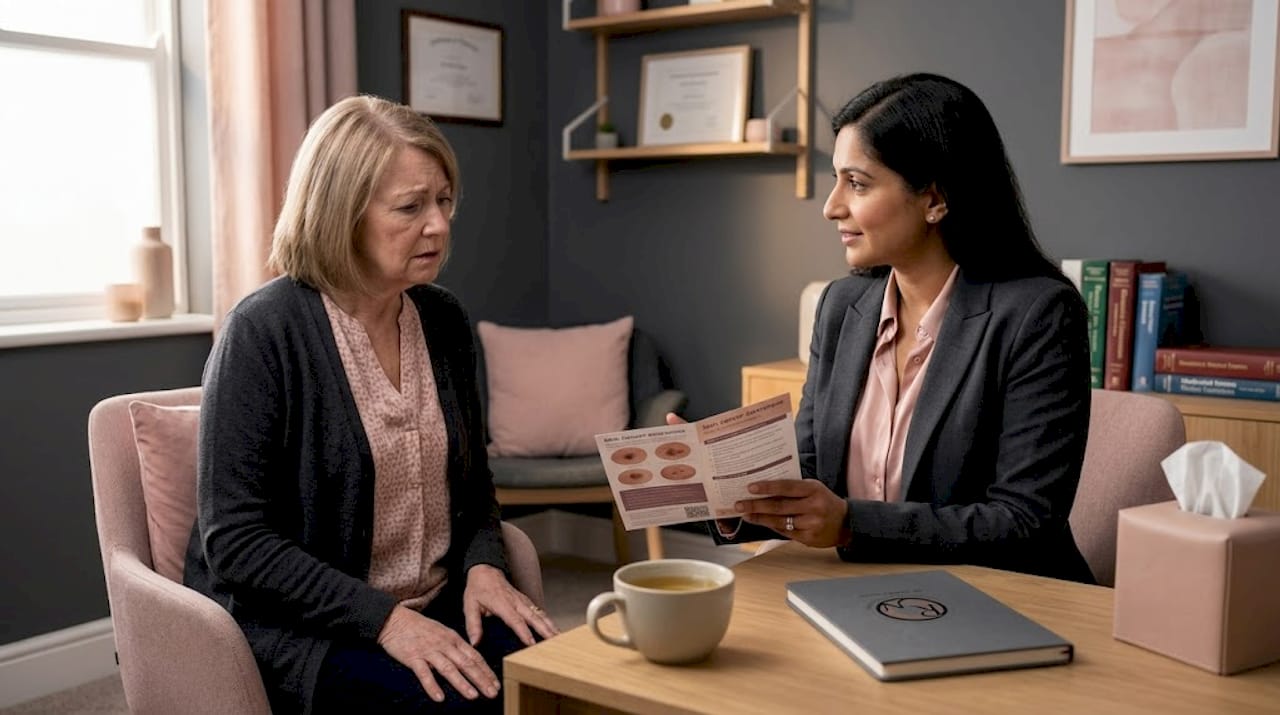 Doctor and patient discuss skin cancer risks