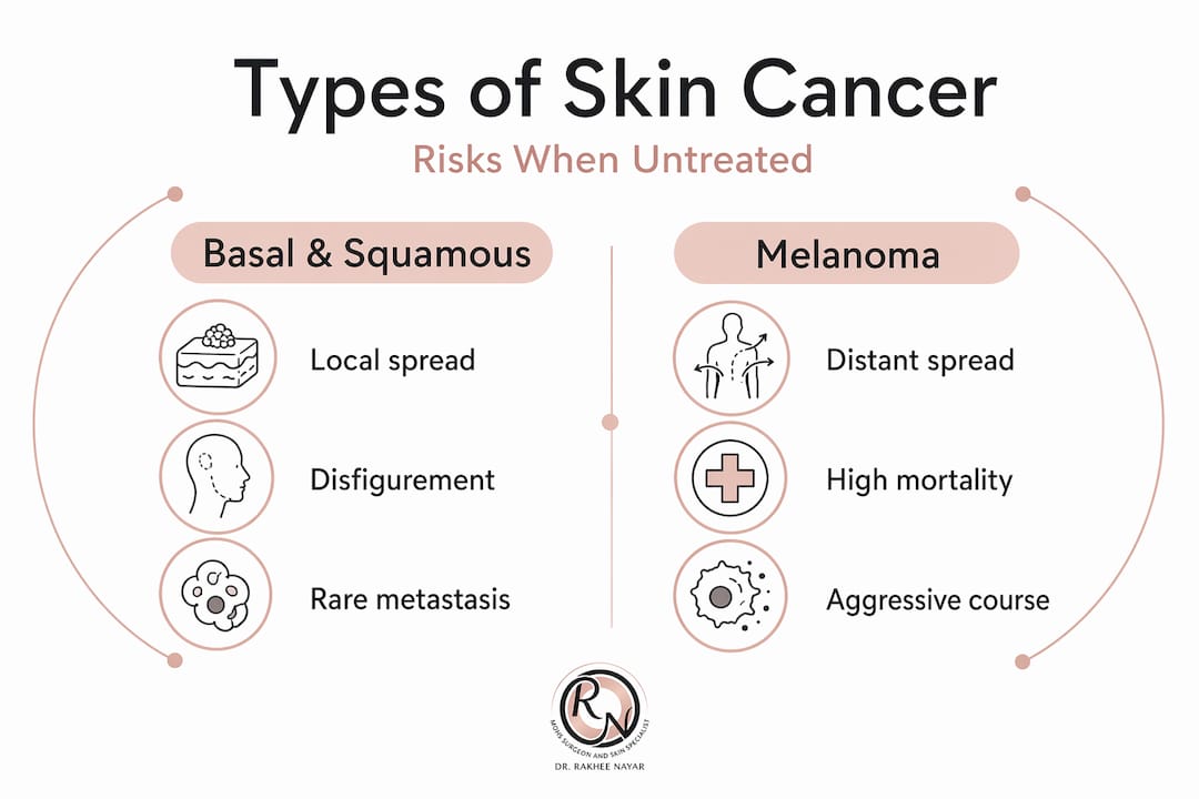 Infographic comparing skin cancer risks by type