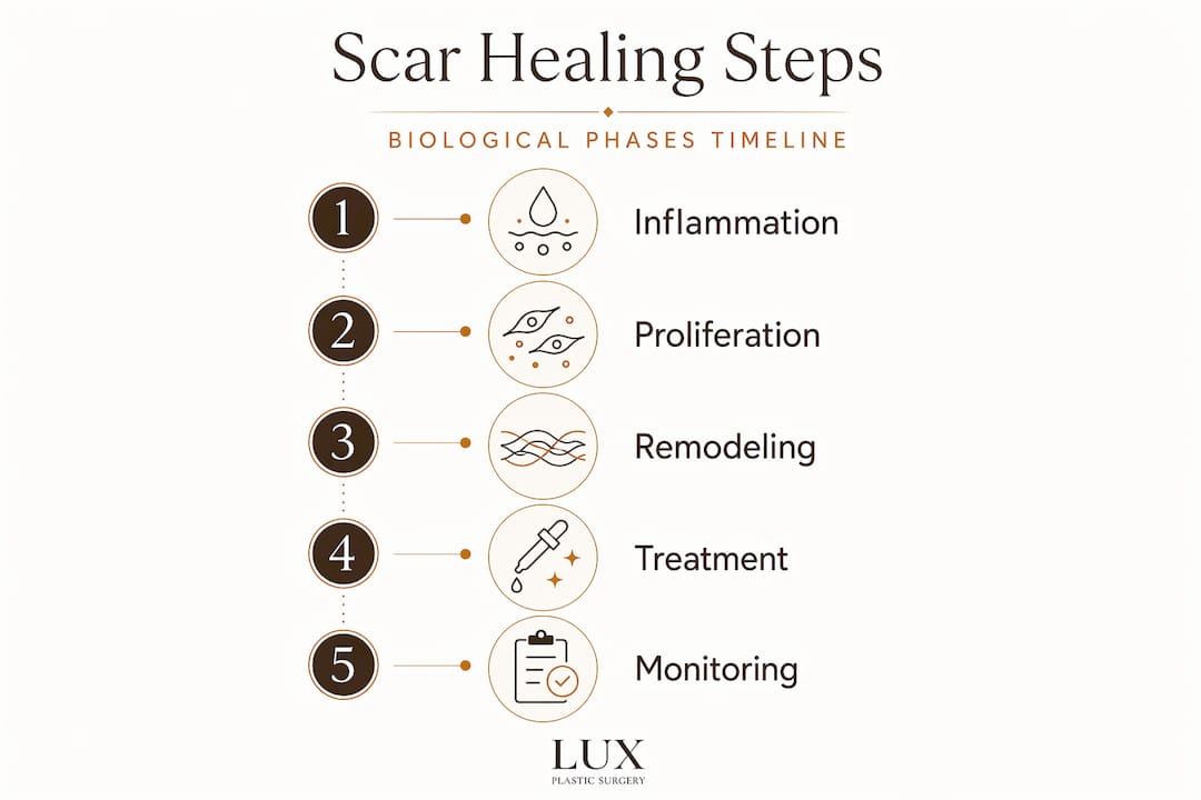 Infographic showing scar healing phases