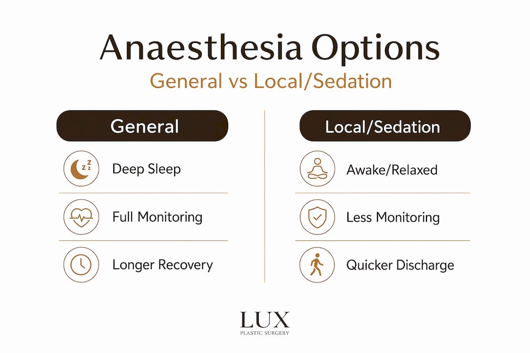 Infographic comparing anaesthesia options in surgery