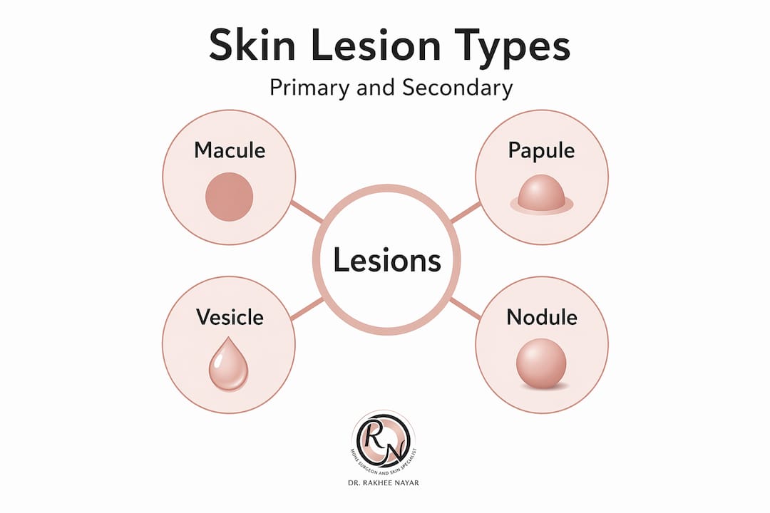 Hierarchy infographic showing lesion types