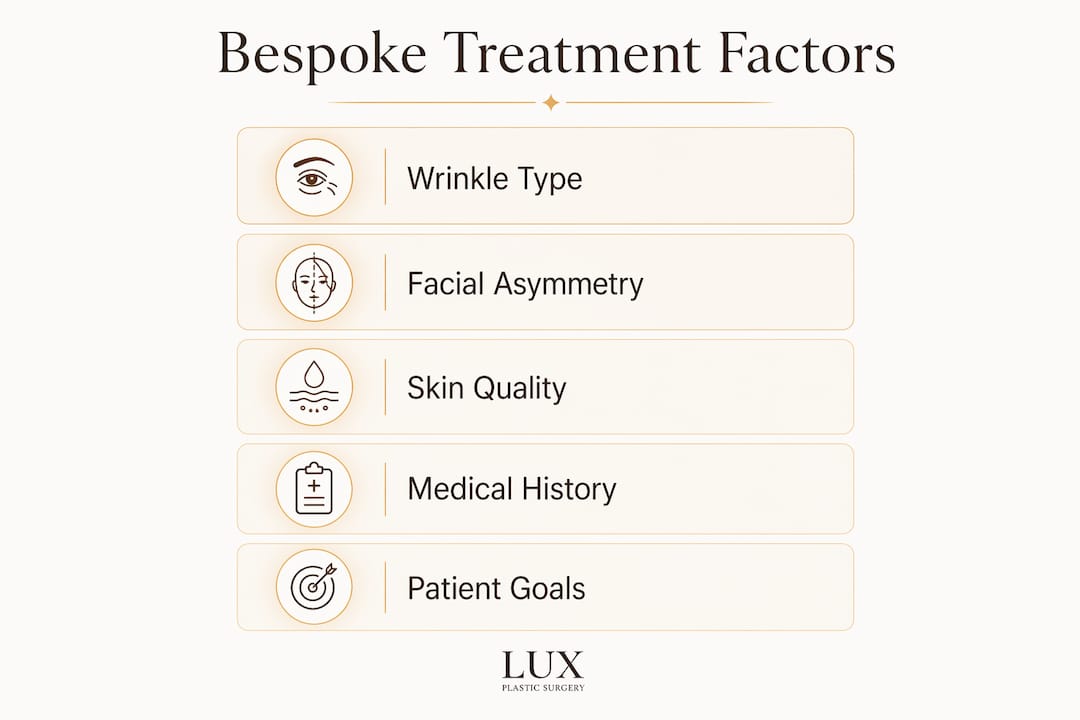 Infographic illustrating key factors in bespoke cosmetic treatment
