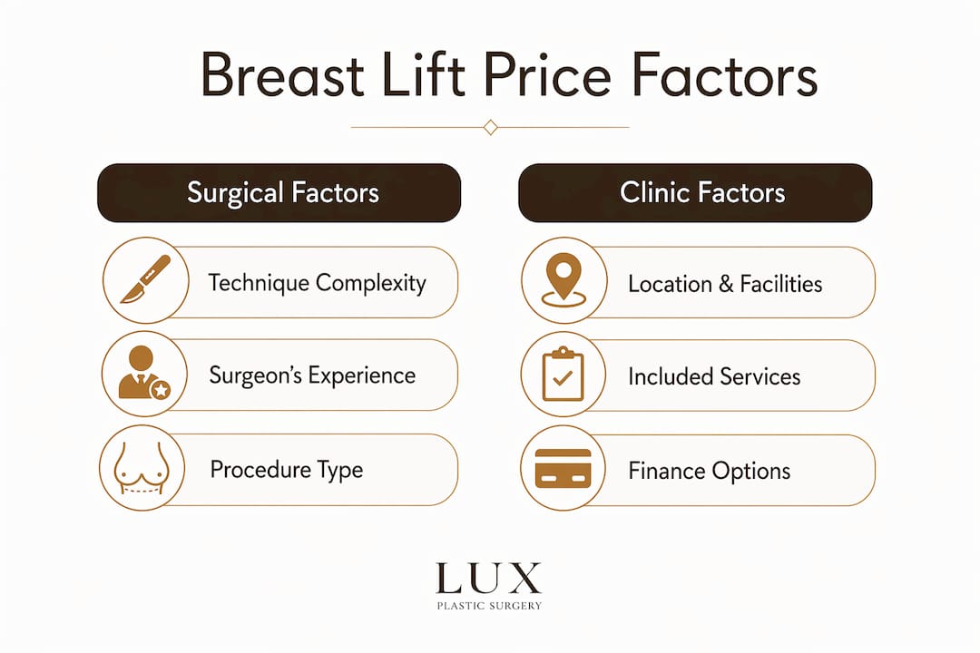 Infographic comparing surgical and clinic price factors