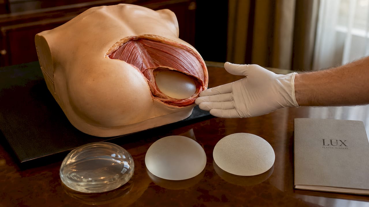 Anatomical breast implant placement demonstration