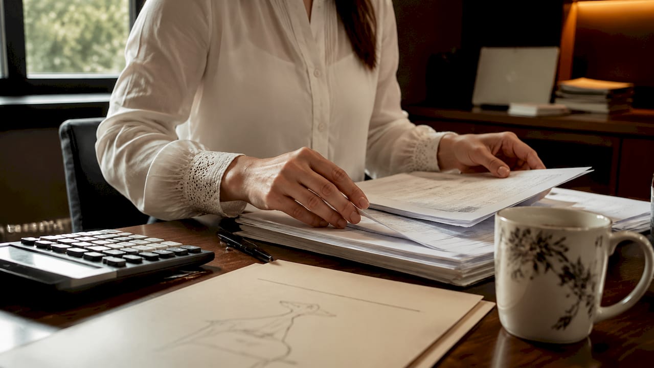 Hands sorting hospital surgery billing papers