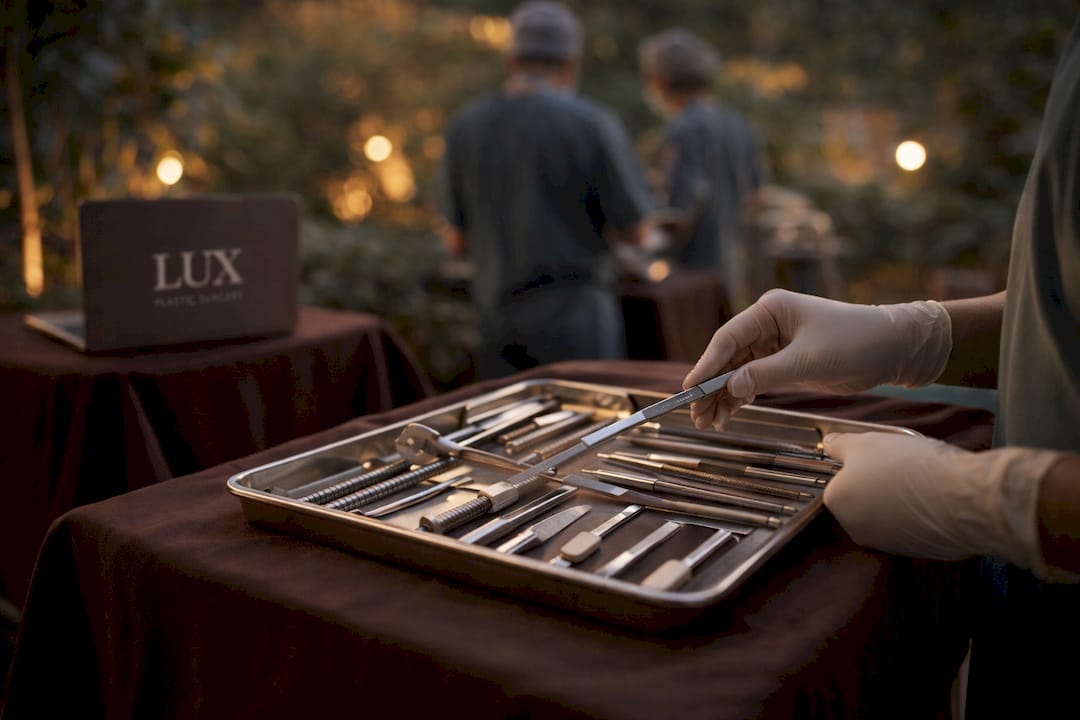 Surgical tools prepared for jawline contouring procedure