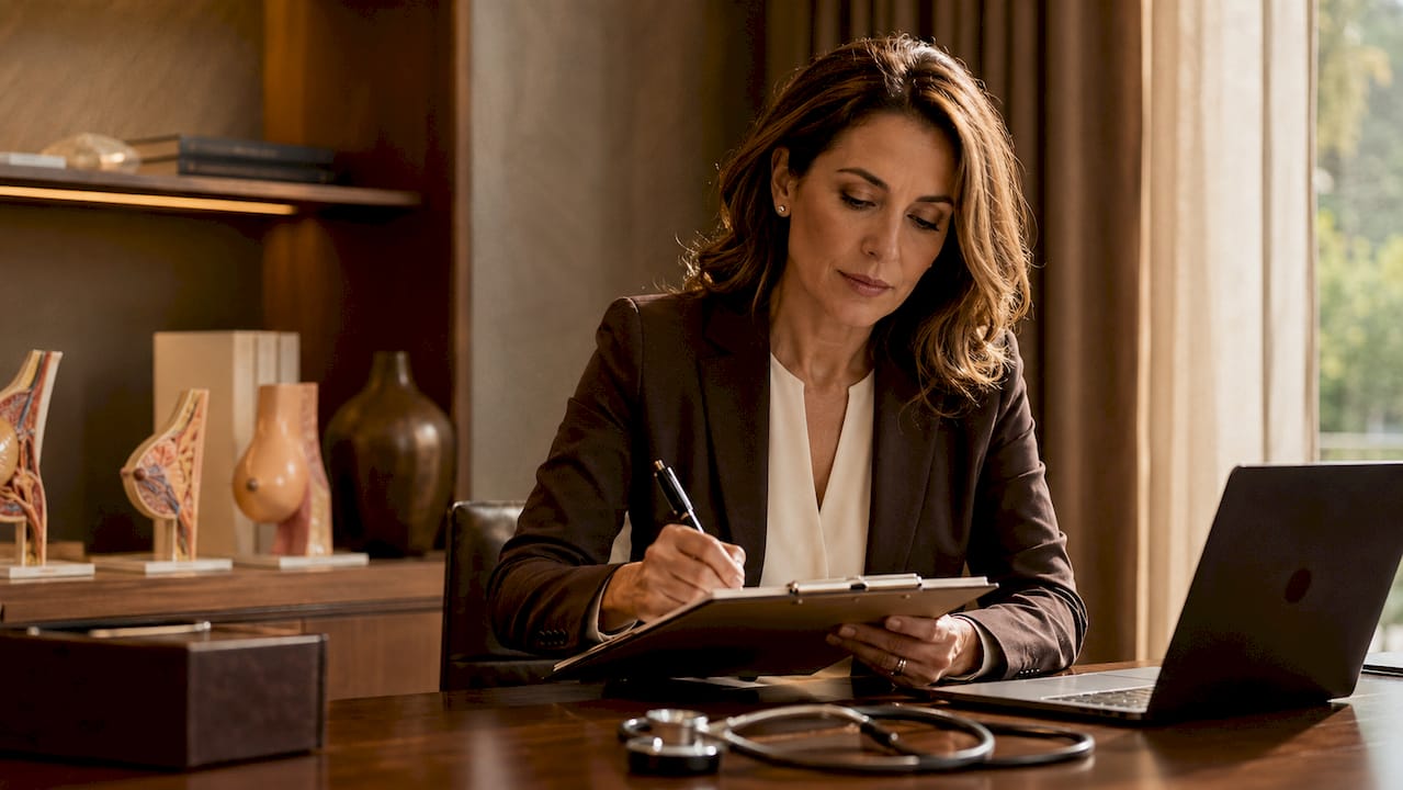 Endocrinologist documenting patient assessment notes