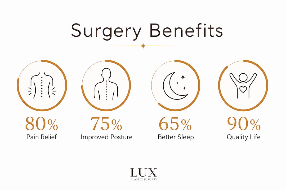 Infographic illustrating benefits of breast reduction surgery