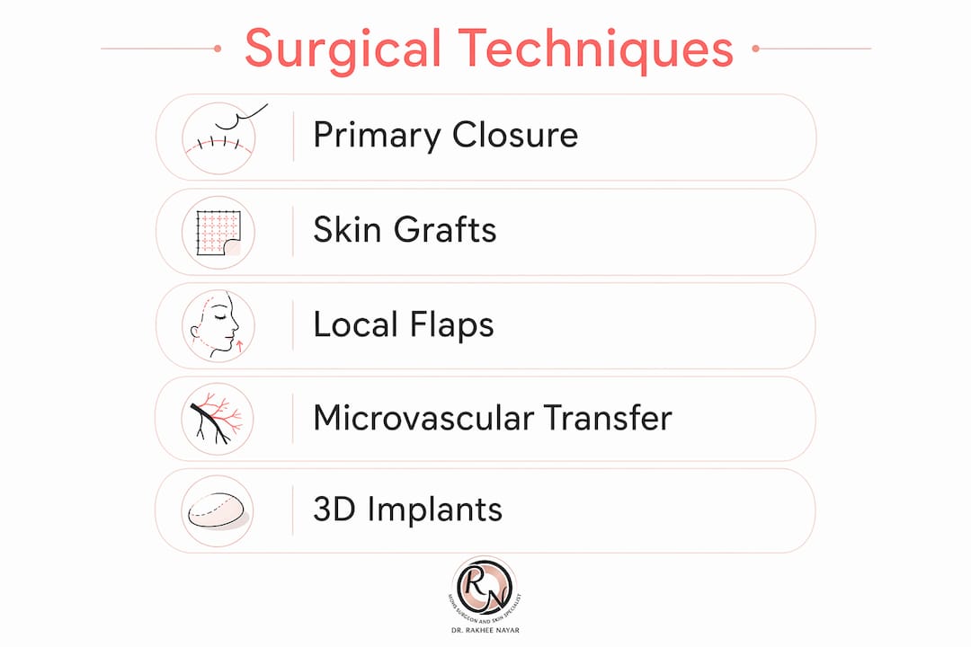 Infographic of facial reconstruction surgical techniques