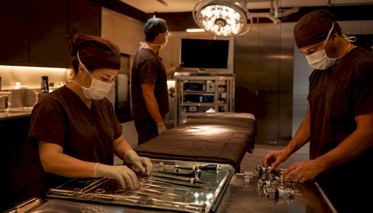 Operating room setup for laparoscopic surgery