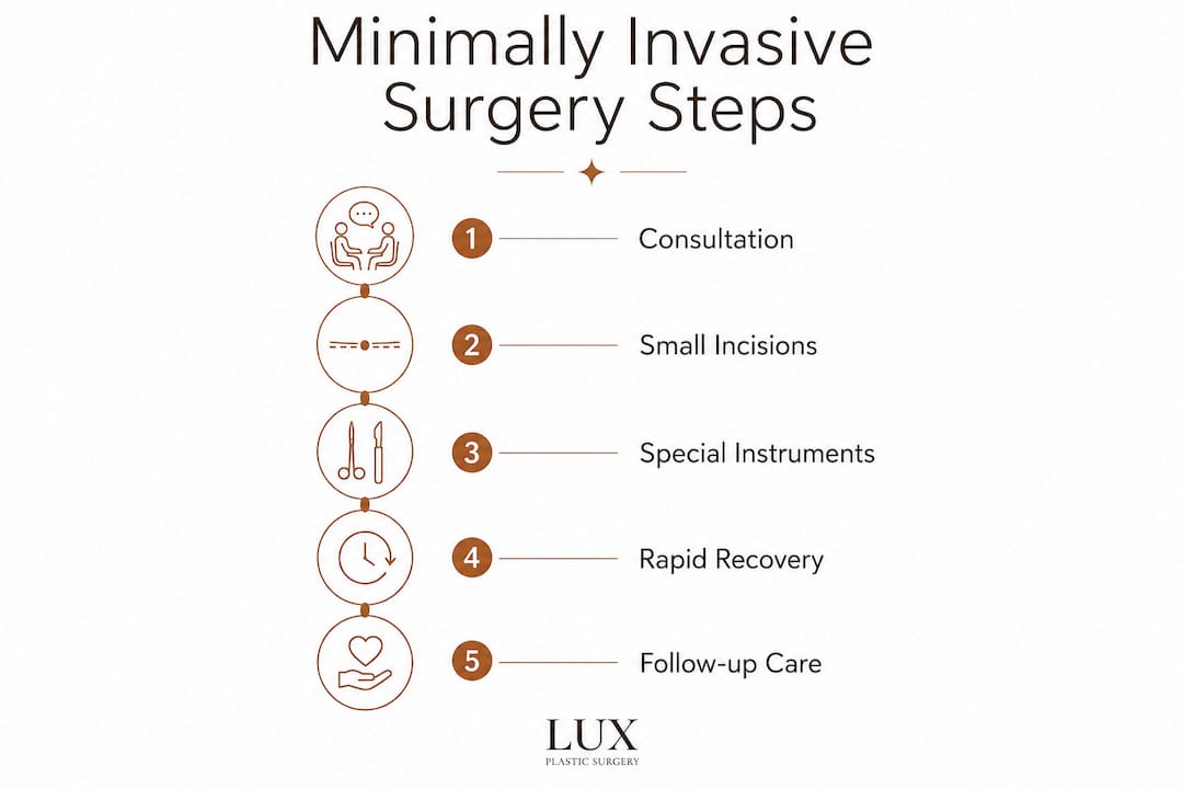 Infographic showing step-by-step minimally invasive surgery process