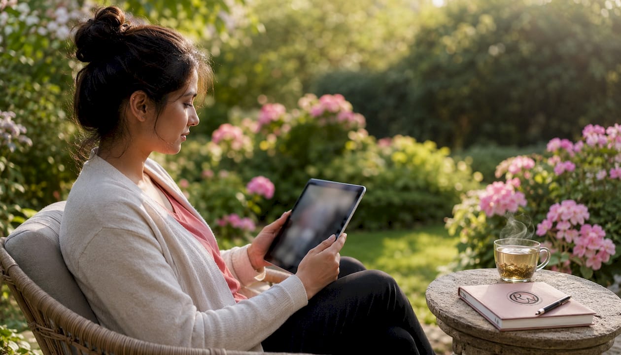 Patient using telehealth tablet at home