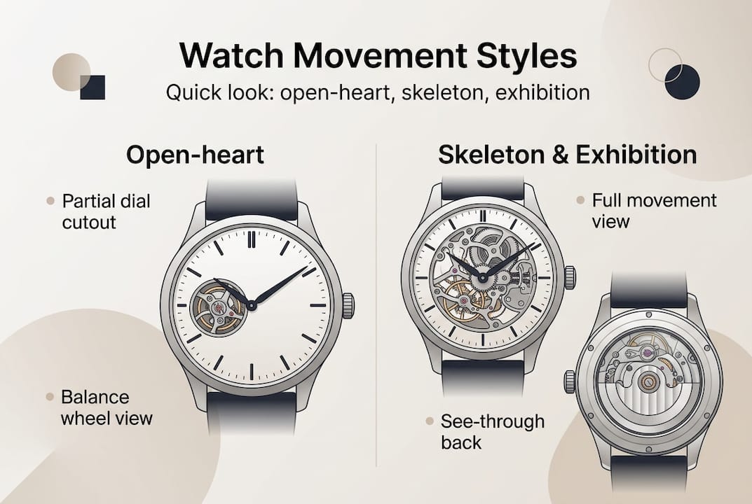 Infographic comparing three watch styles