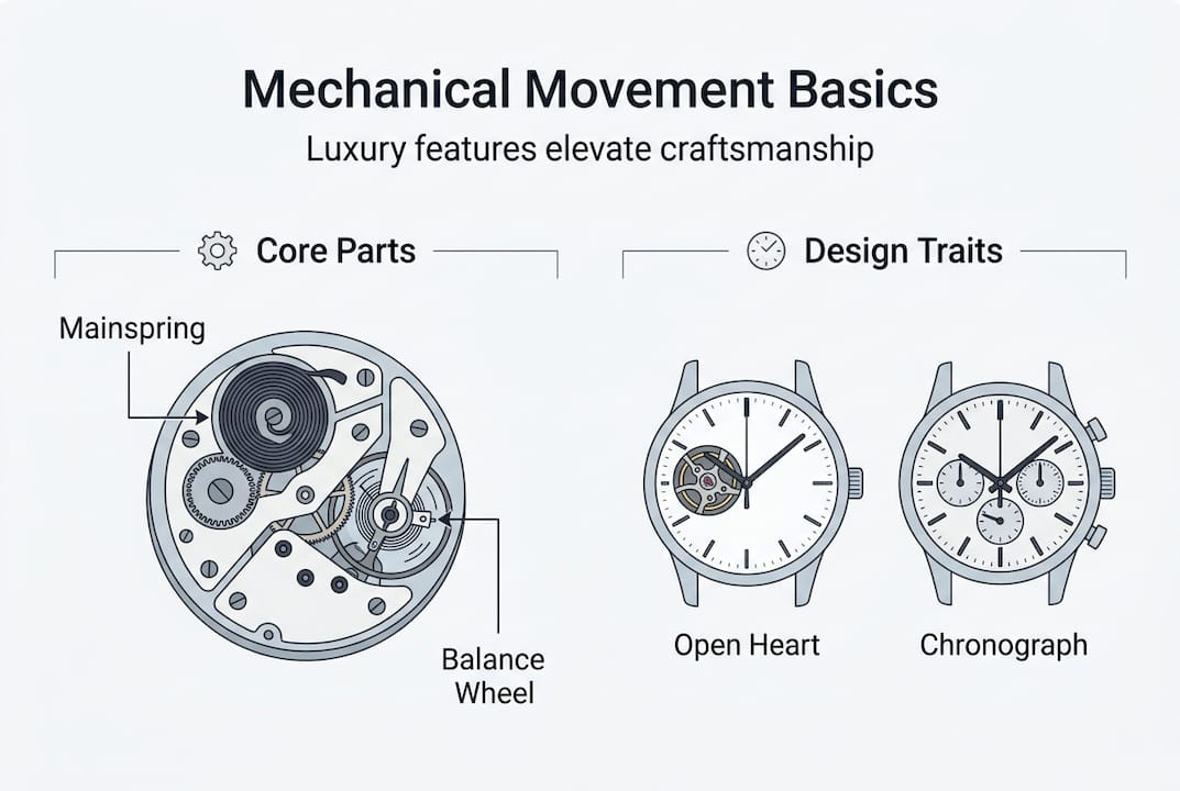 Infographic showing mechanical movement features