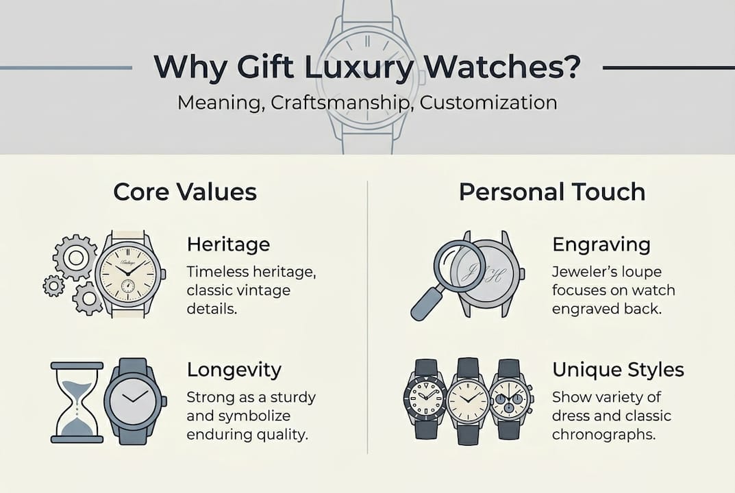 Infographic showing luxury watch gift reasons
