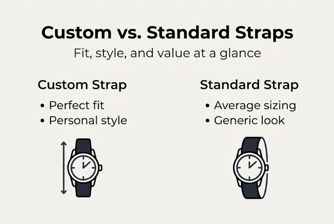Infographic comparing custom and standard watch straps