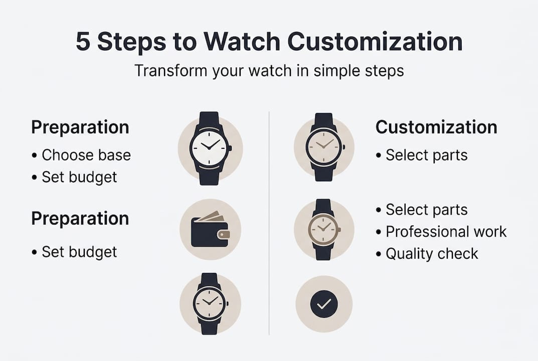Infographic outlines 5 steps of watch customization