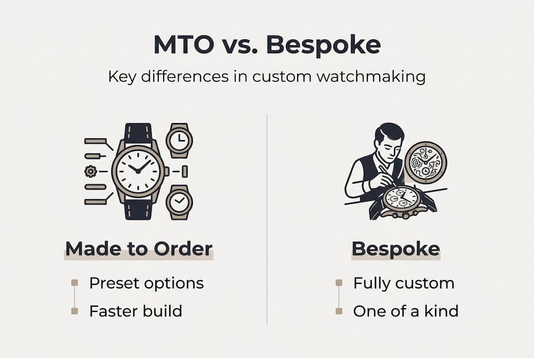 Infographic comparing made to order and bespoke watches