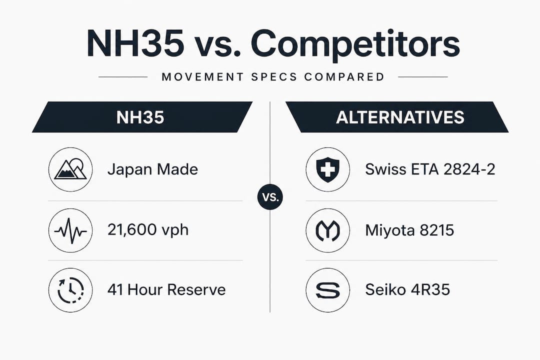 Infographic comparing NH35 with rival movements