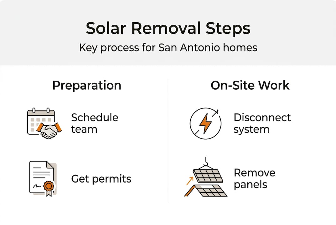 Infographic summarizing San Antonio solar removal steps