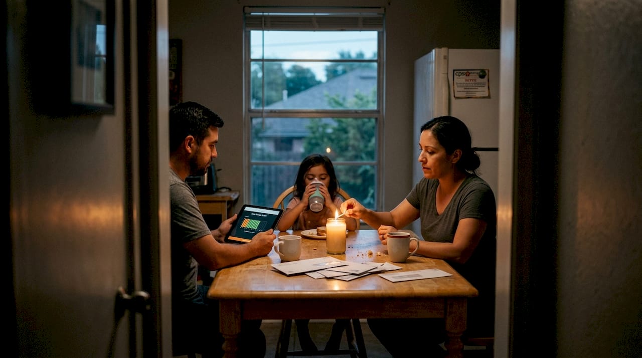 Family relying on solar battery during blackout