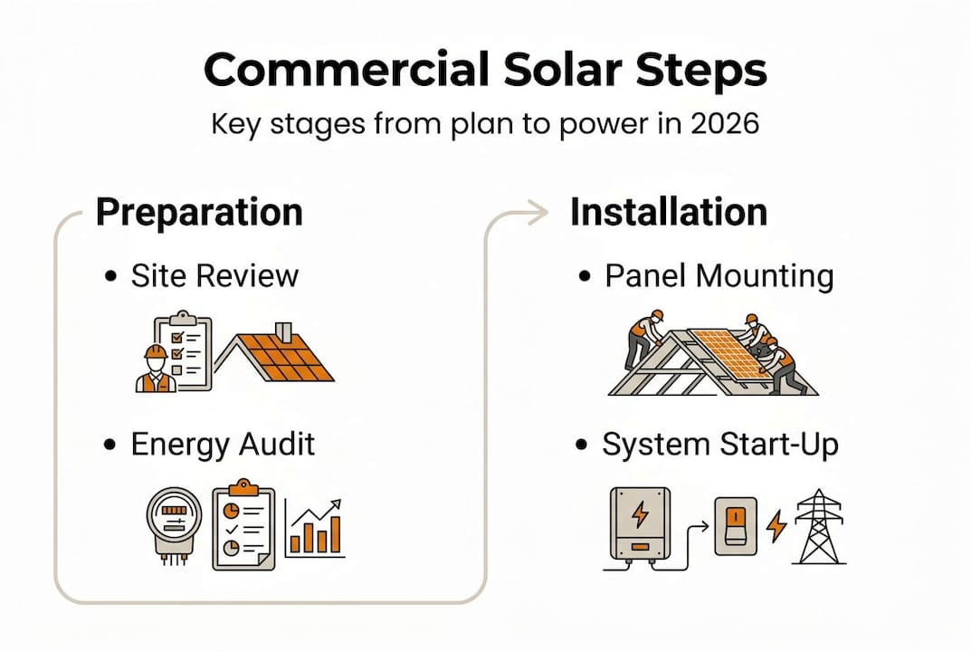 Infographic of commercial solar installation steps
