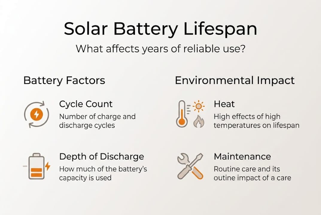 Infographic summarizes solar battery lifespan factors