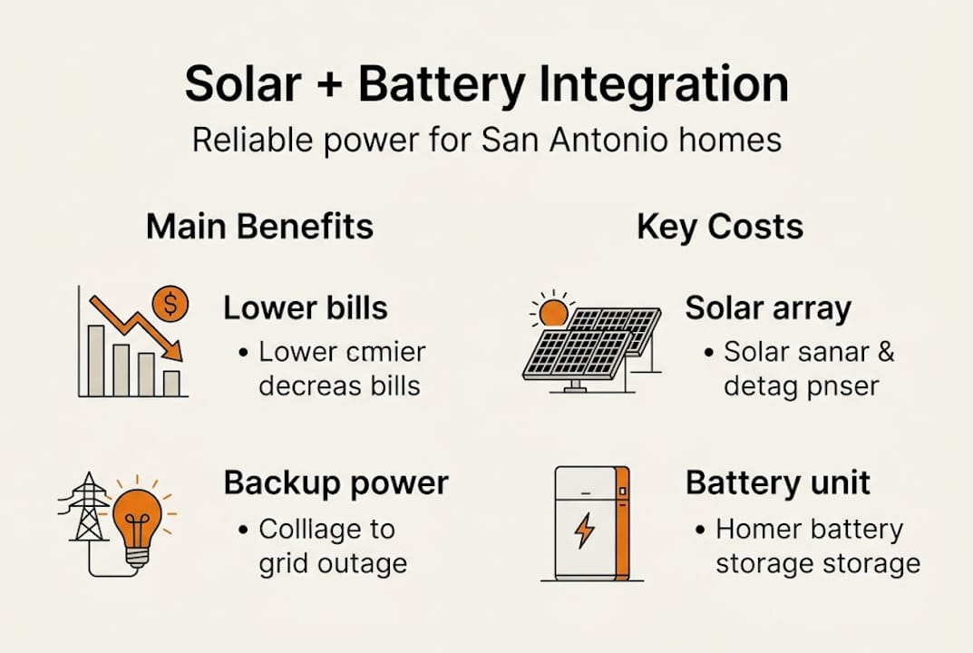 Infographic about solar and battery benefits and costs