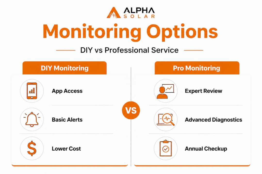 Infographic comparing DIY and professional solar monitoring