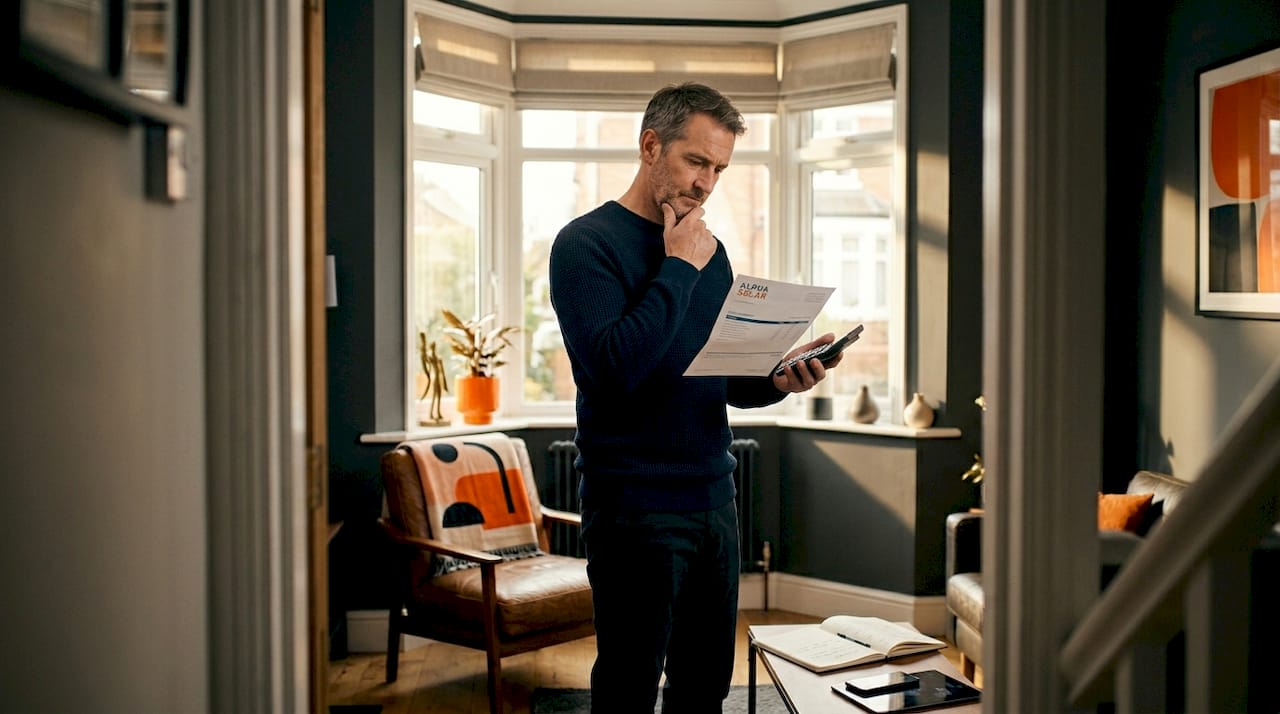 Man deciding on solar payment from savings