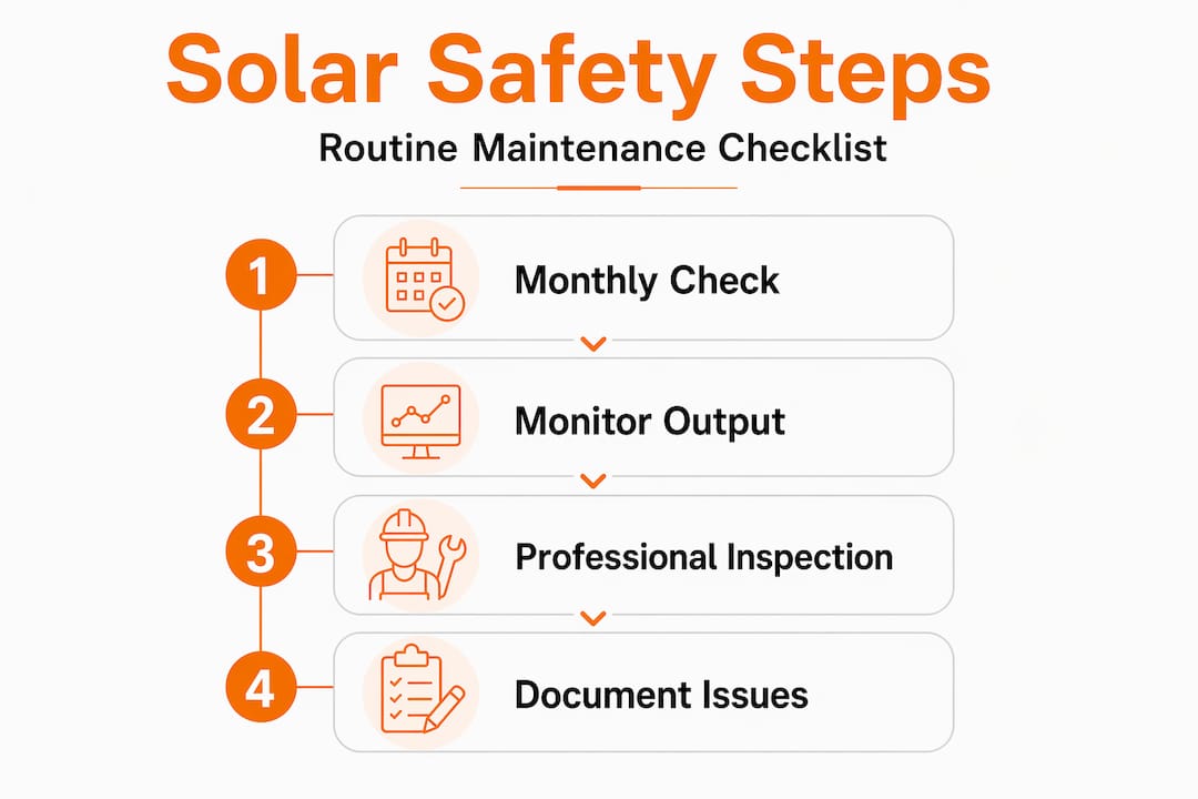 Infographic showing routine solar safety steps