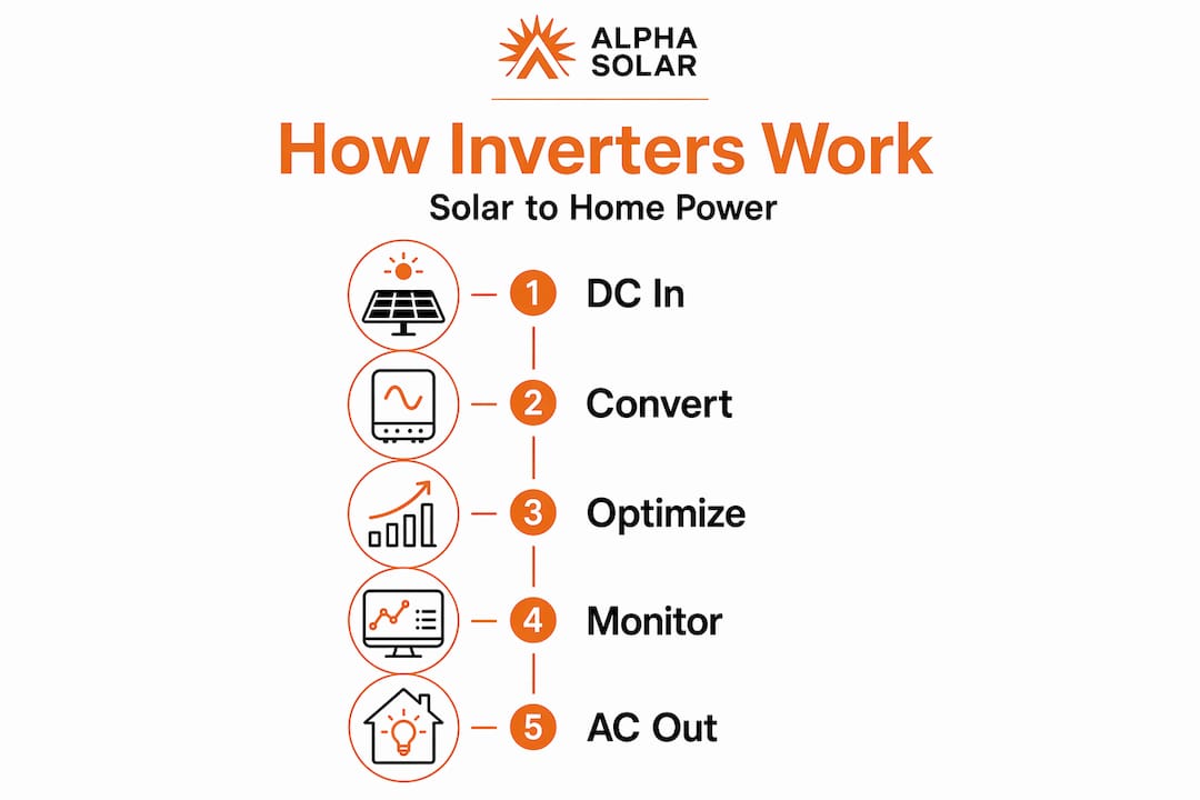 Infographic flow of solar inverter key functions
