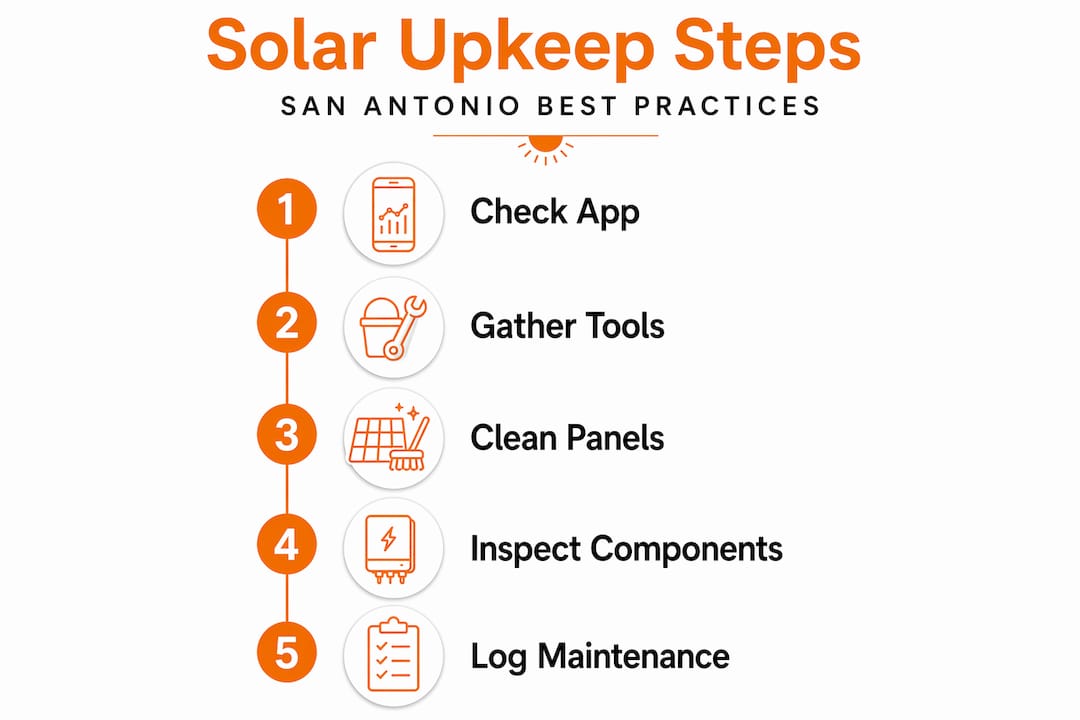 Infographic showing solar upkeep steps